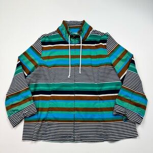 Women’s AMX Full Zip Striped Roll Sleeve Basic Jacket Size 2X